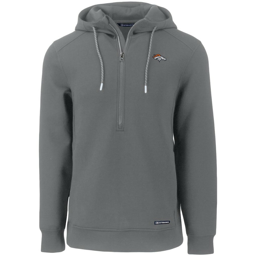 Denver Broncos Cutter & Buck Primary Mark Roam Eco Recycled Half-Zip Pullover Hoodie | NFL Outlet