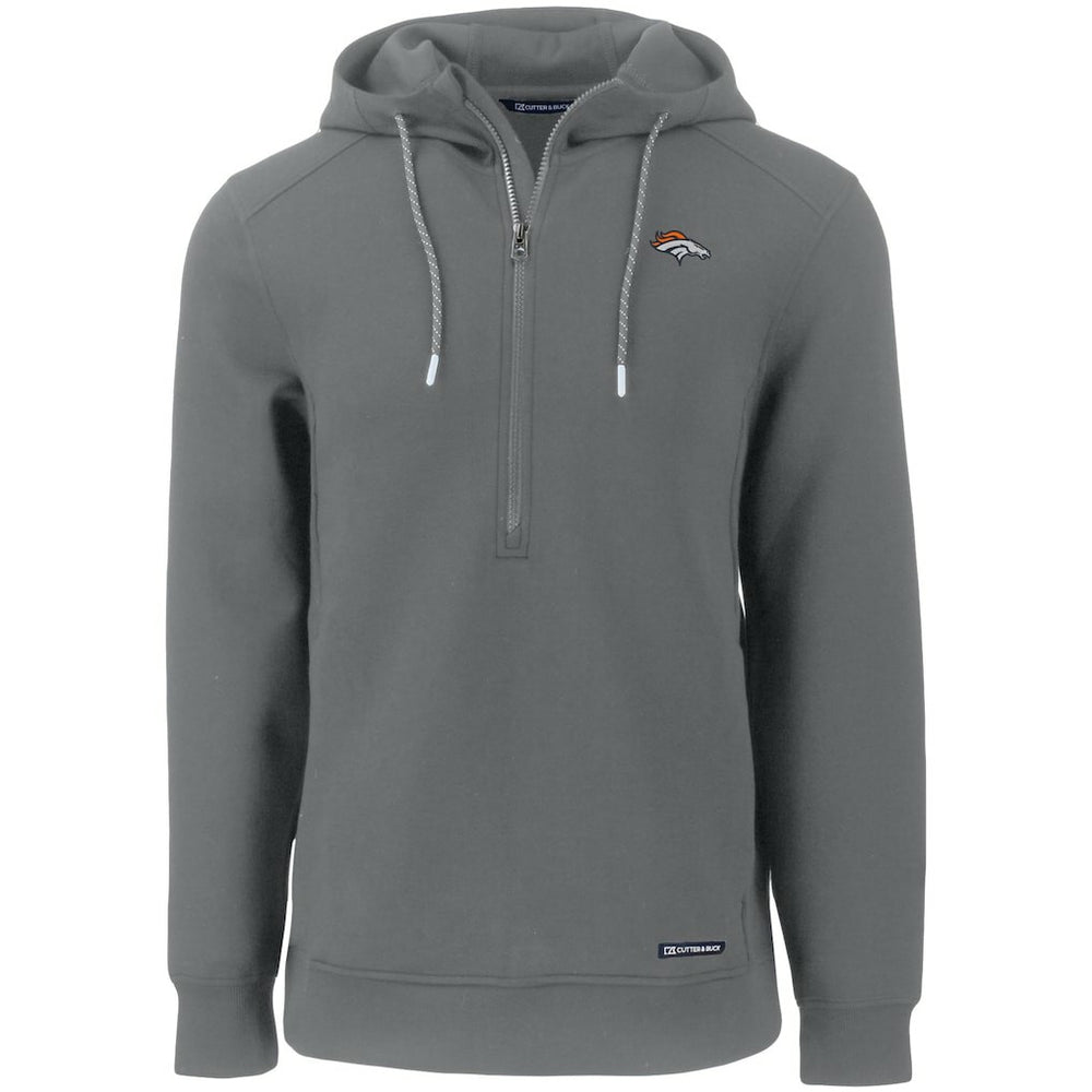 Denver Broncos Cutter & Buck Primary Mark Roam Eco Recycled Half-Zip Pullover Hoodie | NFL Outlet