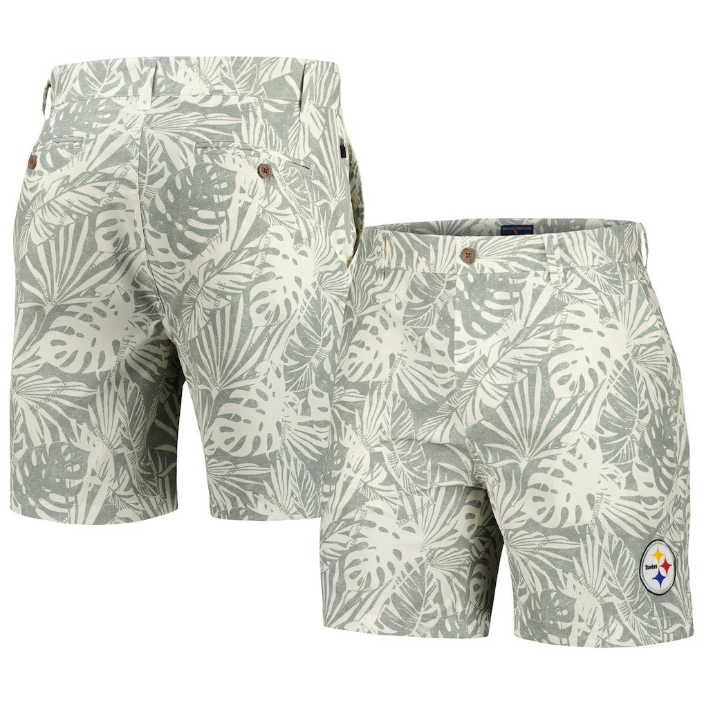 Pittsburgh Steelers Margaritaville Sandwashed Monstera Print Amphib Shorts | NFL New