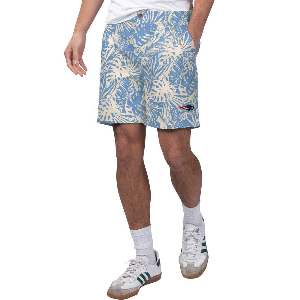 New England Patriots Margaritaville Sandwashed Monstera Print Amphib Shorts | NFL Online