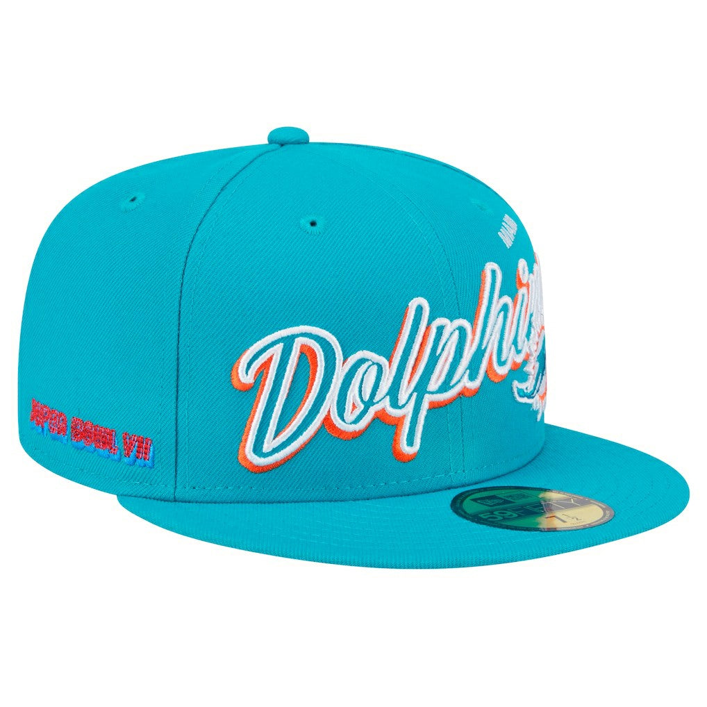 Miami Dolphins Script Sided 59FIFTY Fitted Hat | NFL Hot