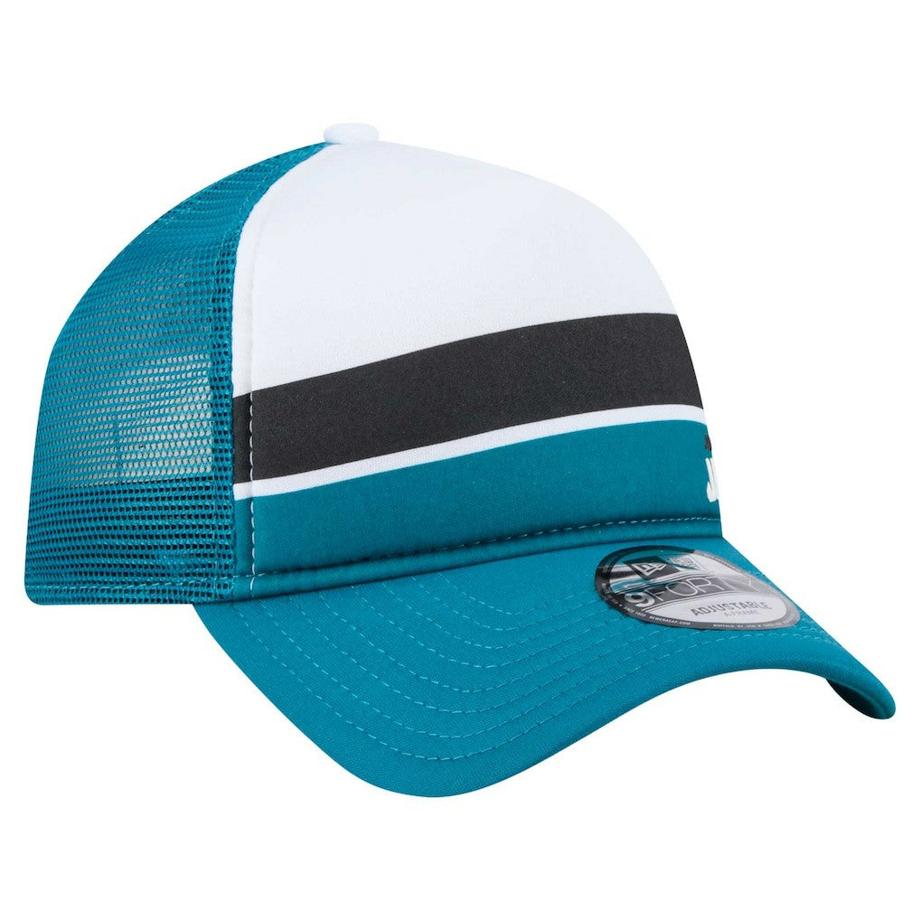 Jacksonville Jaguars Color-Block 9FORTY A-Frame Trucker Adjustable Hat | NFL Outlet
