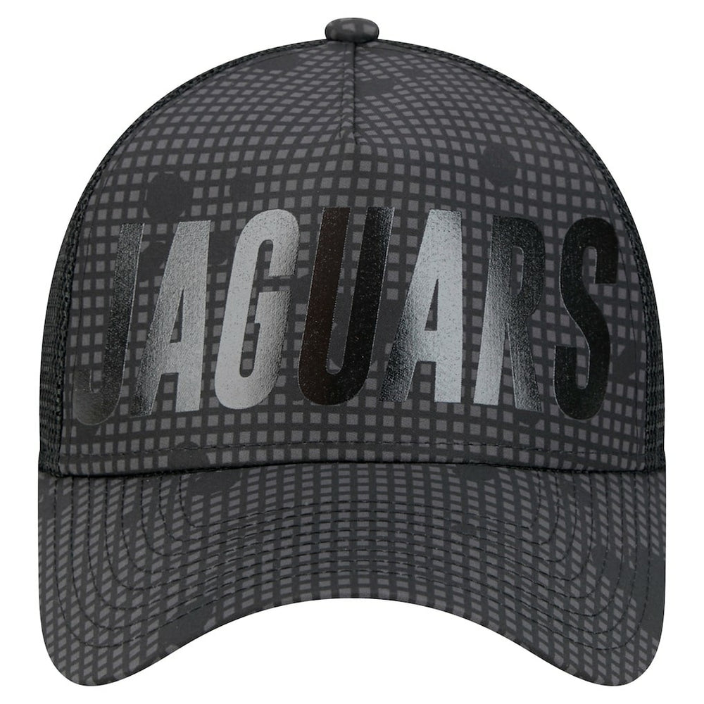Jacksonville Jaguars Midnight Ink Tonal Text A-Frame Trucker 9FORTY Adjustable Hat | NFL US