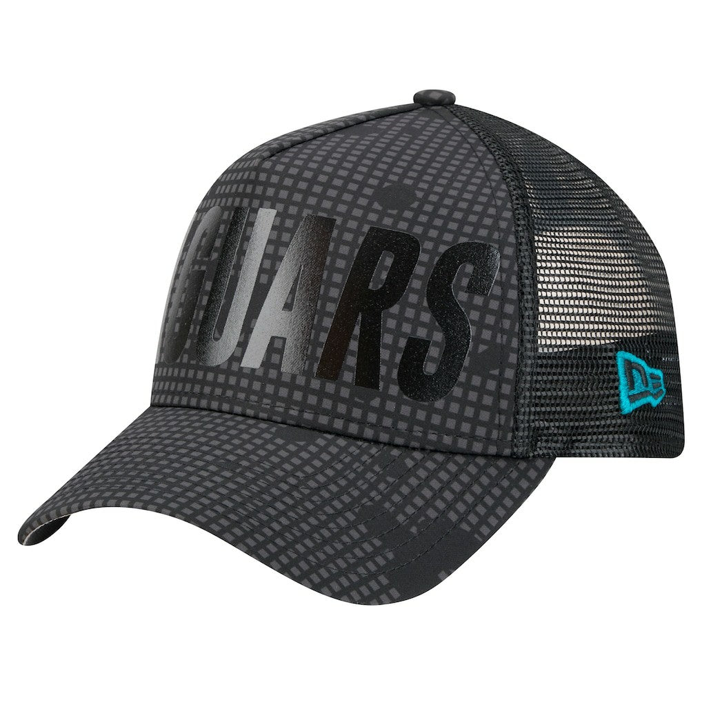 Jacksonville Jaguars Midnight Ink Tonal Text A-Frame Trucker 9FORTY Adjustable Hat | NFL US