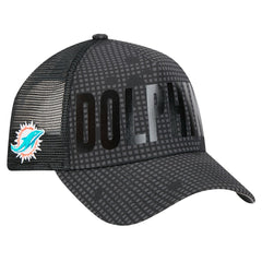 Miami Dolphins Midnight Ink Tonal Text A-Frame Trucker 9FORTY Adjustable Hat | NFL Online
