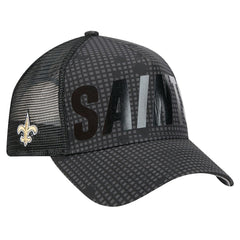 New Orleans Saints Midnight Ink Tonal Text A-Frame Trucker 9FORTY Adjustable Hat | NFL Discount