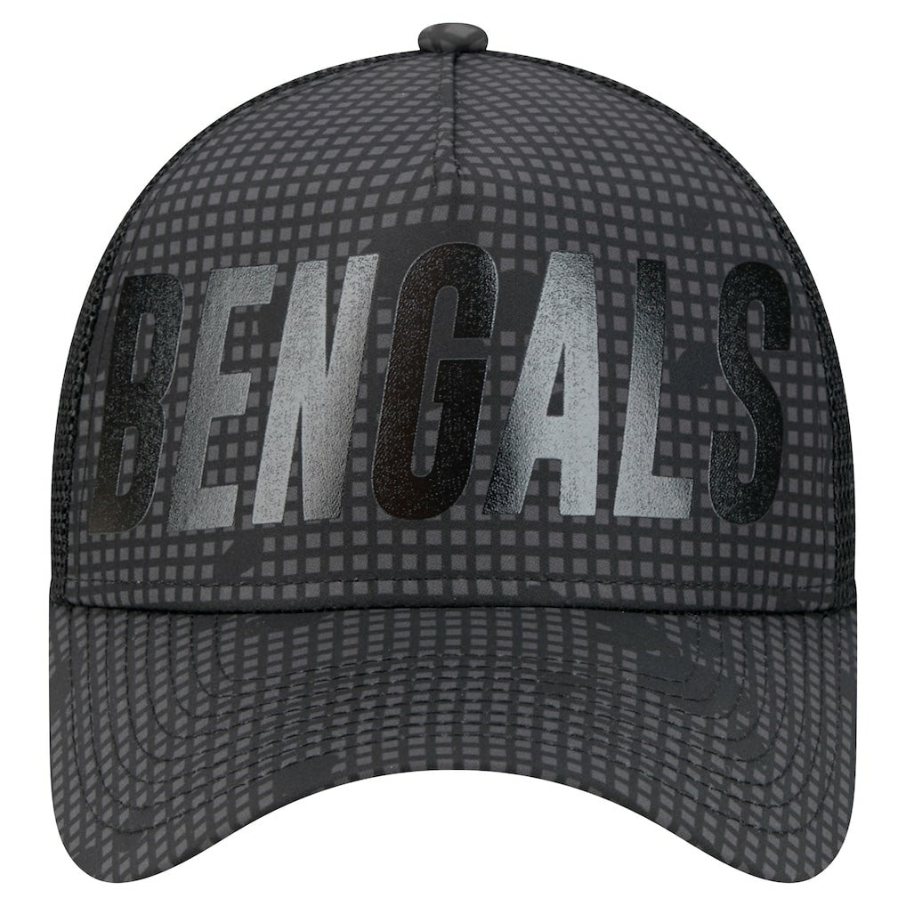 Cincinnati Bengals Midnight Ink Tonal Text A-Frame Trucker 9FORTY Adjustable Hat | NFL Near me