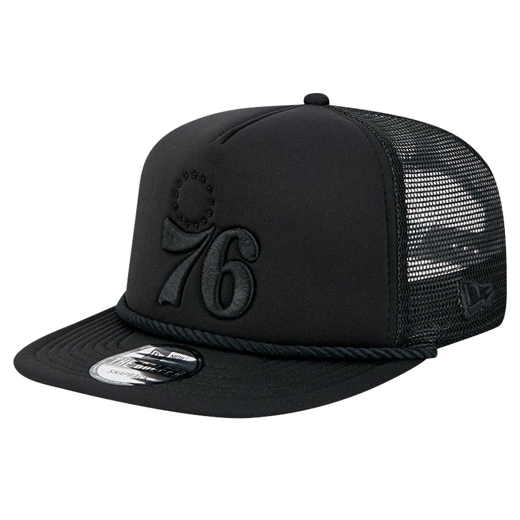 Black Philadelphia 76ers Tone Foam Meshback Golfer Snapback Hat | NBA