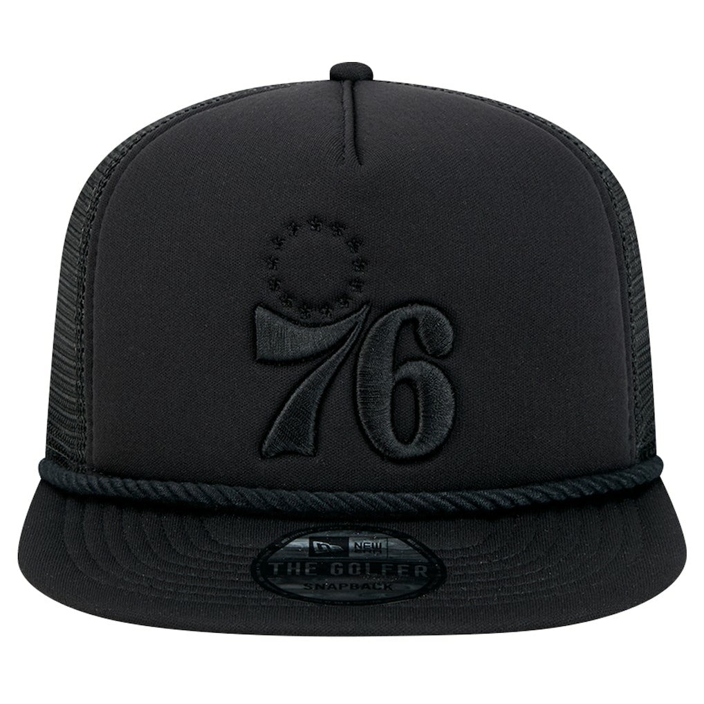 Black Philadelphia 76ers Tone Foam Meshback Golfer Snapback Hat | NBA