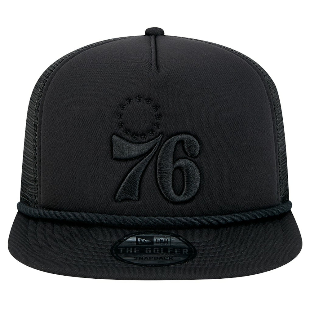 Black Philadelphia 76ers Tone Foam Meshback Golfer Snapback Hat | NBA