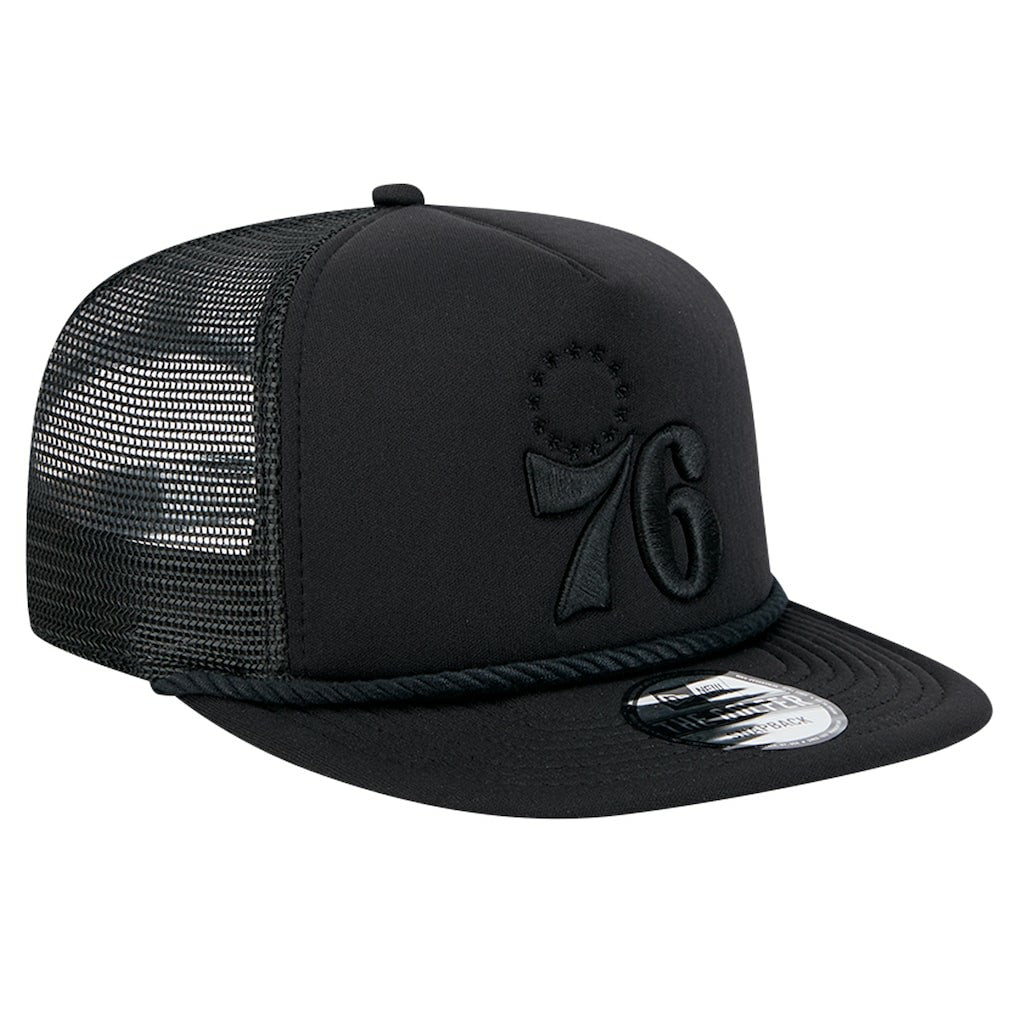 Black Philadelphia 76ers Tone Foam Meshback Golfer Snapback Hat | NBA