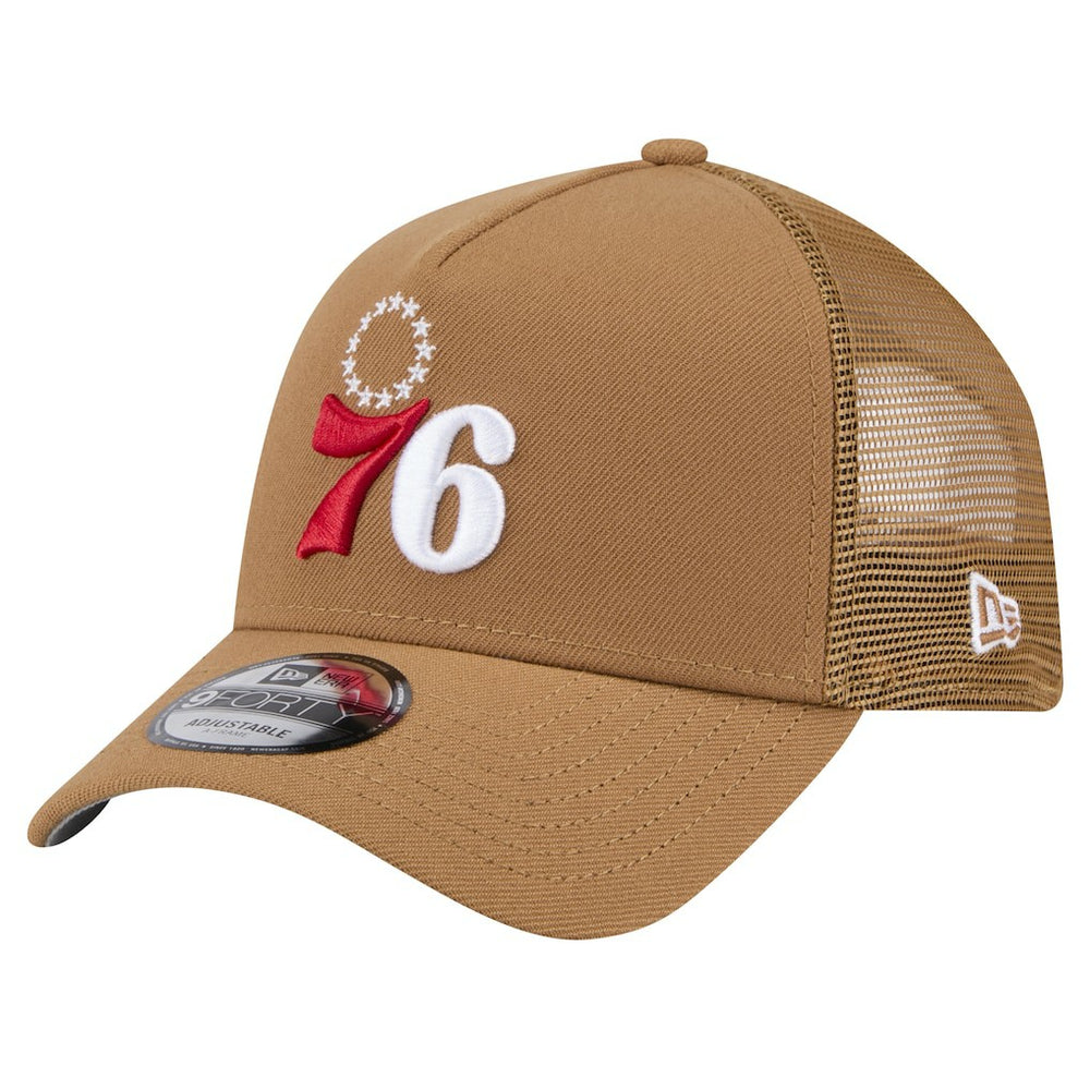 Tan Philadelphia 76ers 9FORTY A-Frame Trucker Adjustable Hat | NBA