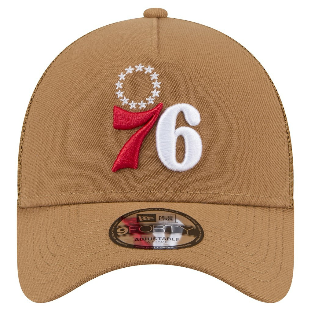 Tan Philadelphia 76ers 9FORTY A-Frame Trucker Adjustable Hat | NBA