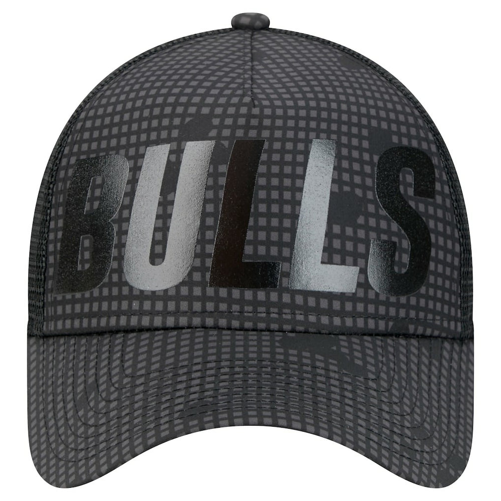 Black Chicago Bulls Male Adult Midnight Ink Tonal A-Frame Trucker 9FORTY Adjustable Hat | NBA