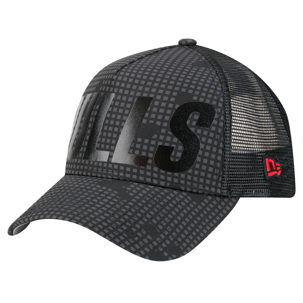 Black Chicago Bulls Male Adult Midnight Ink Tonal A-Frame Trucker 9FORTY Adjustable Hat | NBA