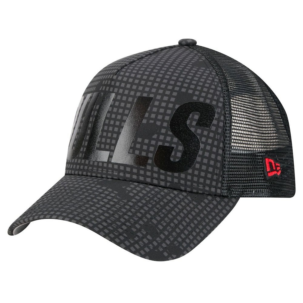 Black Chicago Bulls Male Adult Midnight Ink Tonal A-Frame Trucker 9FORTY Adjustable Hat | NBA