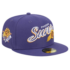 Purple Phoenix Suns Sport Night Script Sided 59FIFTY Fitted Hat | NBA