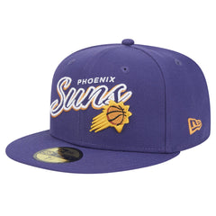 Purple Phoenix Suns Sport Night Script Sided 59FIFTY Fitted Hat | NBA