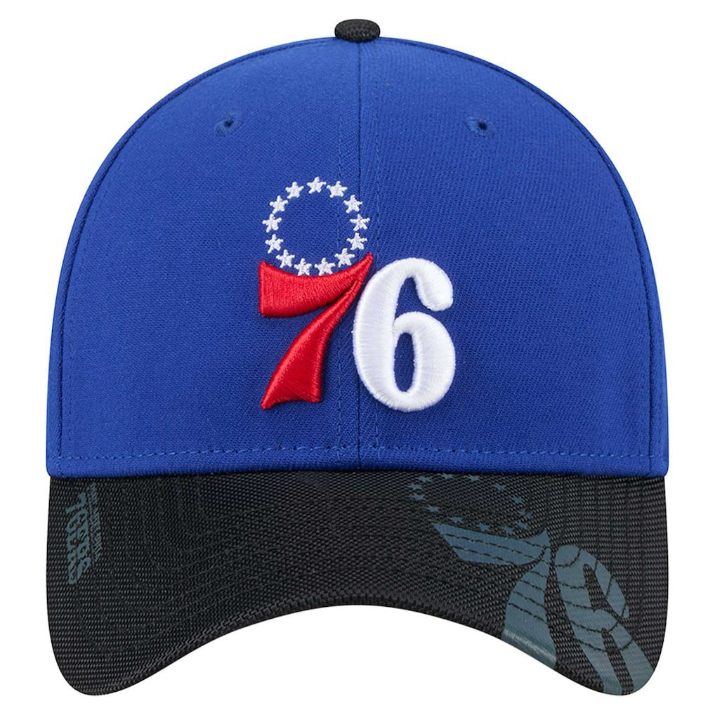 Royal/Black Philadelphia 76ers Sport Night Visor Hit 39THIRTY Flex Hat | NBA