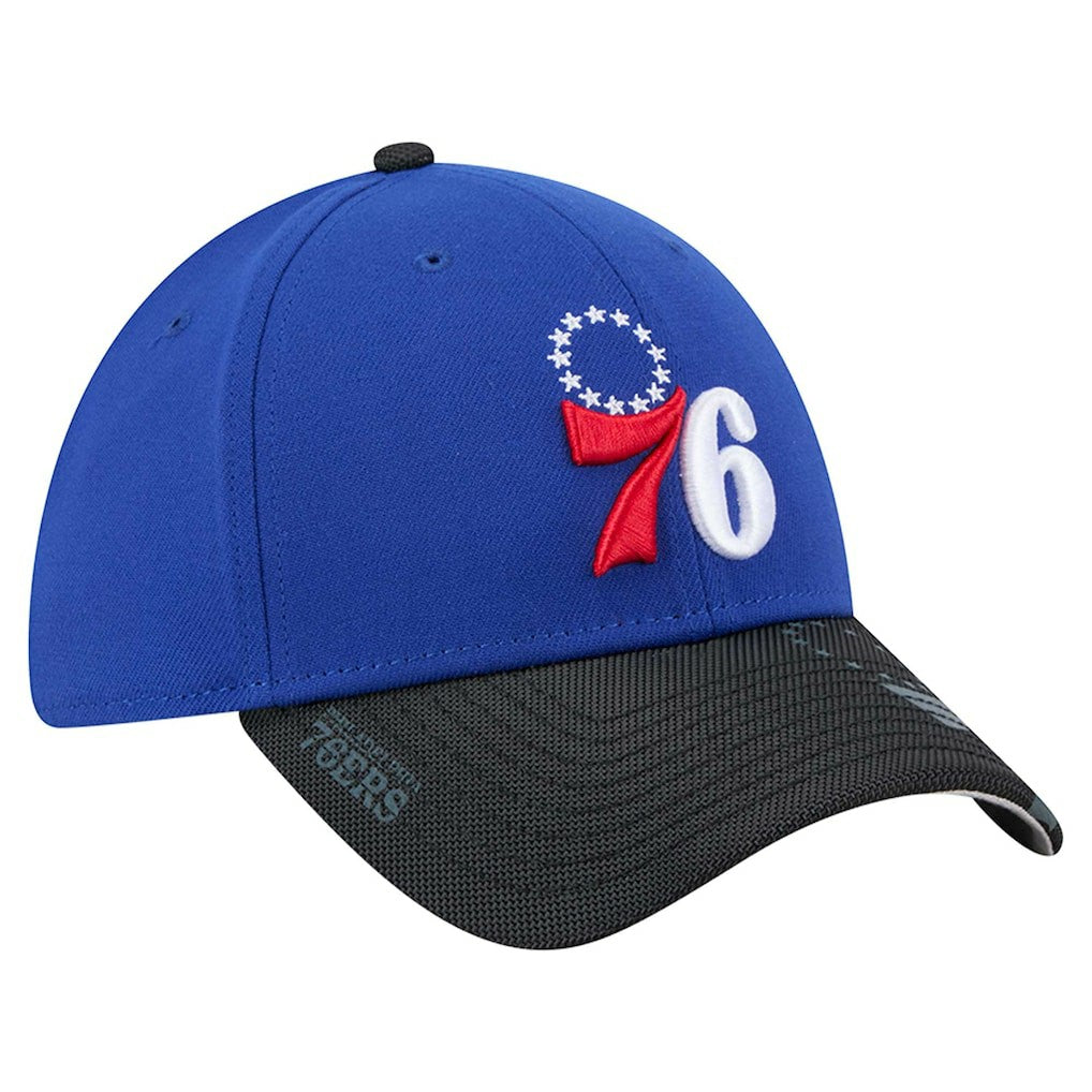 Royal/Black Philadelphia 76ers Sport Night Visor Hit 39THIRTY Flex Hat | NBA