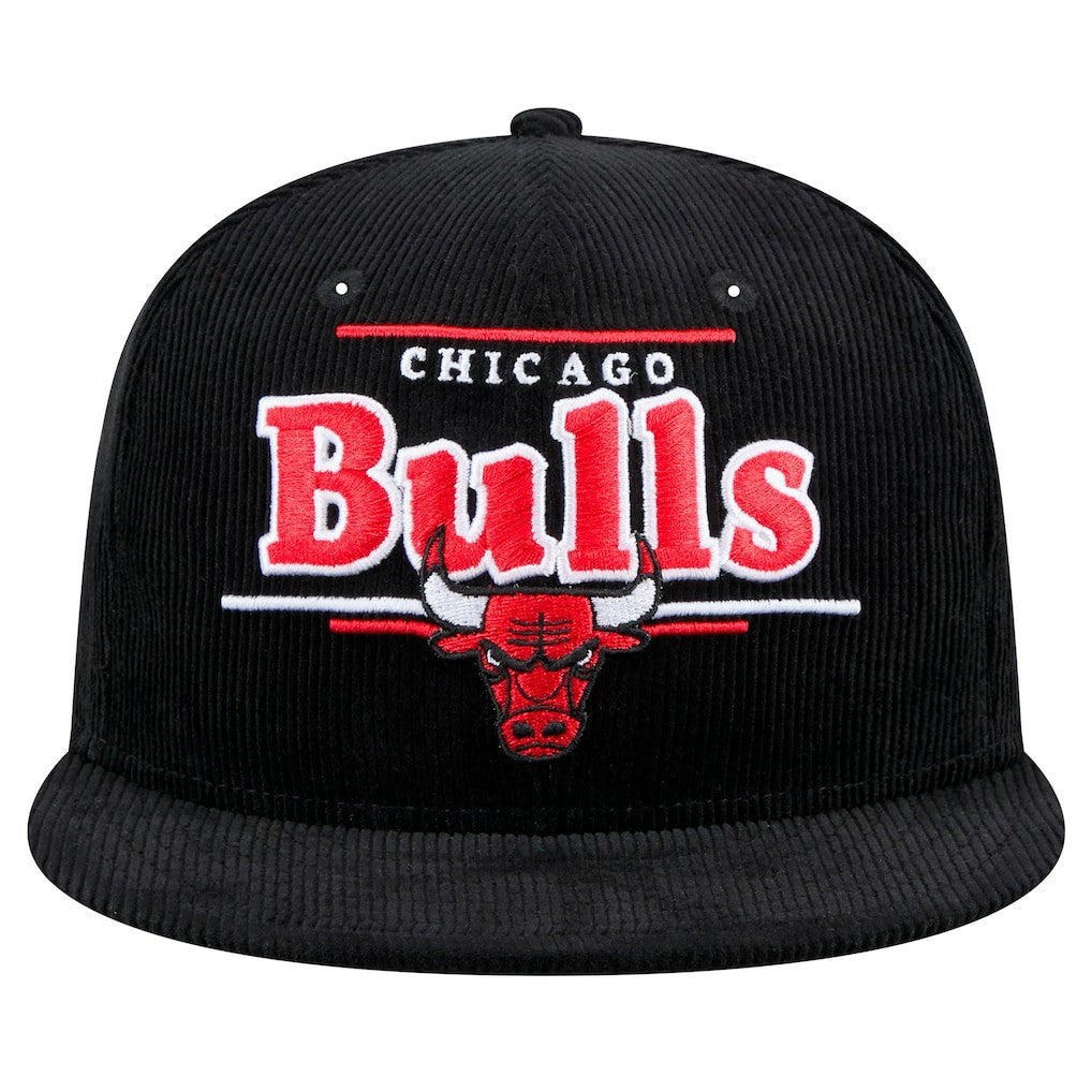 Black Chicago Bulls Throwback Display Corduroy 9FIFTY Snapback Hat | NBA