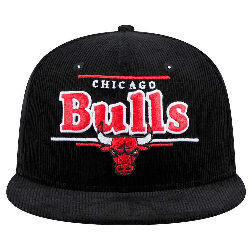 Black Chicago Bulls Throwback Display Corduroy 9FIFTY Snapback Hat | NBA