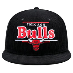Black Chicago Bulls Throwback Display Corduroy 9FIFTY Snapback Hat | NBA