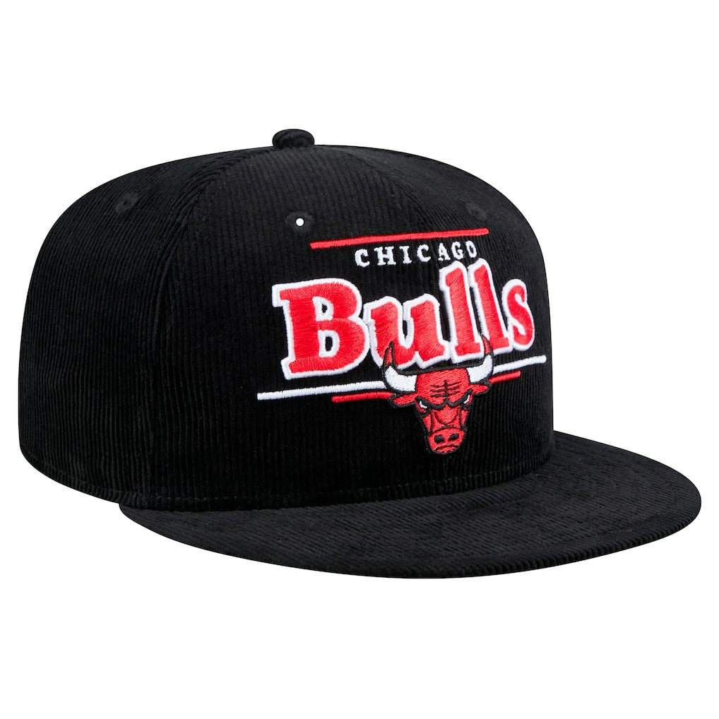 Black Chicago Bulls Throwback Display Corduroy 9FIFTY Snapback Hat | NBA