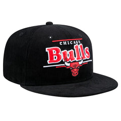 Black Chicago Bulls Throwback Display Corduroy 9FIFTY Snapback Hat | NBA