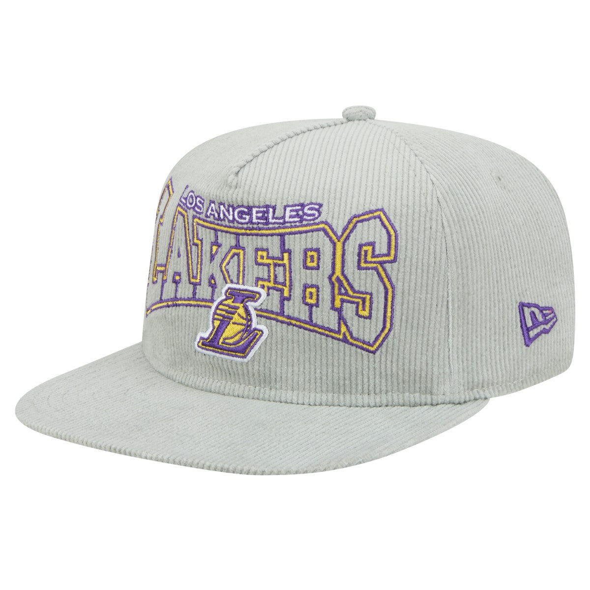 Gray Los Angeles Lakers Throwback Corduroy Golfer Snapback Hat | NBA
