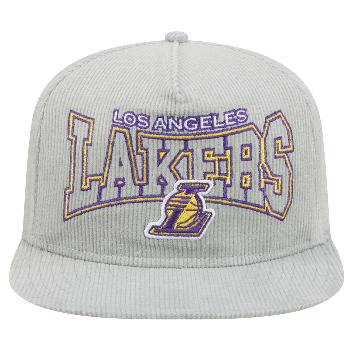 Gray Los Angeles Lakers Throwback Corduroy Golfer Snapback Hat | NBA