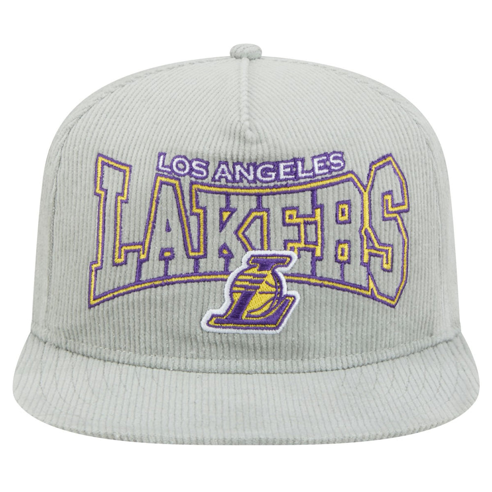 Gray Los Angeles Lakers Throwback Corduroy Golfer Snapback Hat | NBA