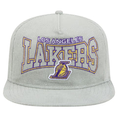 Gray Los Angeles Lakers Throwback Corduroy Golfer Snapback Hat | NBA