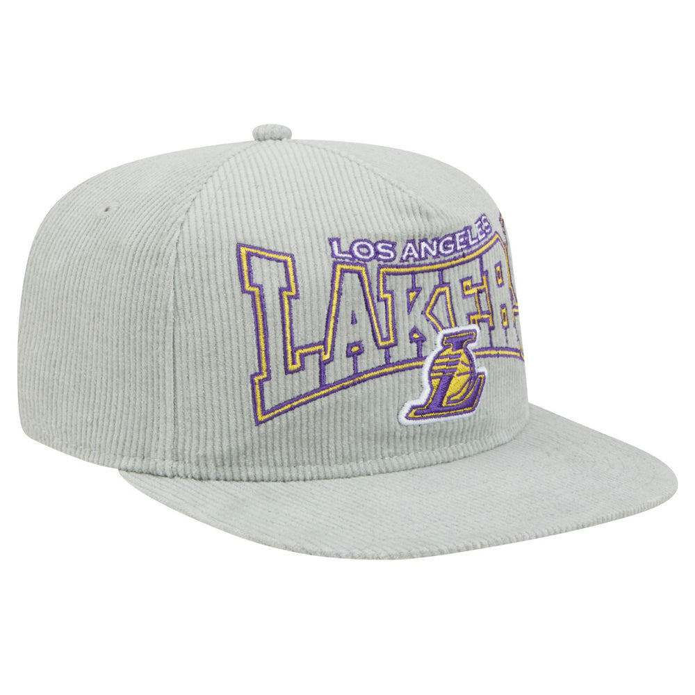 Gray Los Angeles Lakers Throwback Corduroy Golfer Snapback Hat | NBA