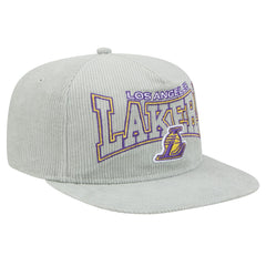 Gray Los Angeles Lakers Throwback Corduroy Golfer Snapback Hat | NBA
