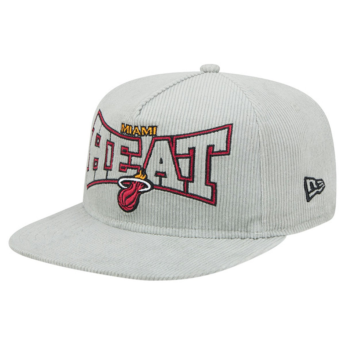 Gray Miami Heat Throwback Corduroy Golfer Snapback Hat | NBA