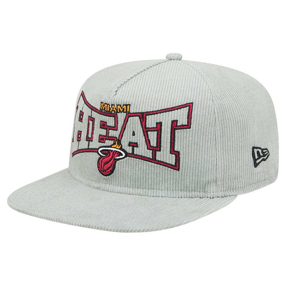 Gray Miami Heat Throwback Corduroy Golfer Snapback Hat | NBA