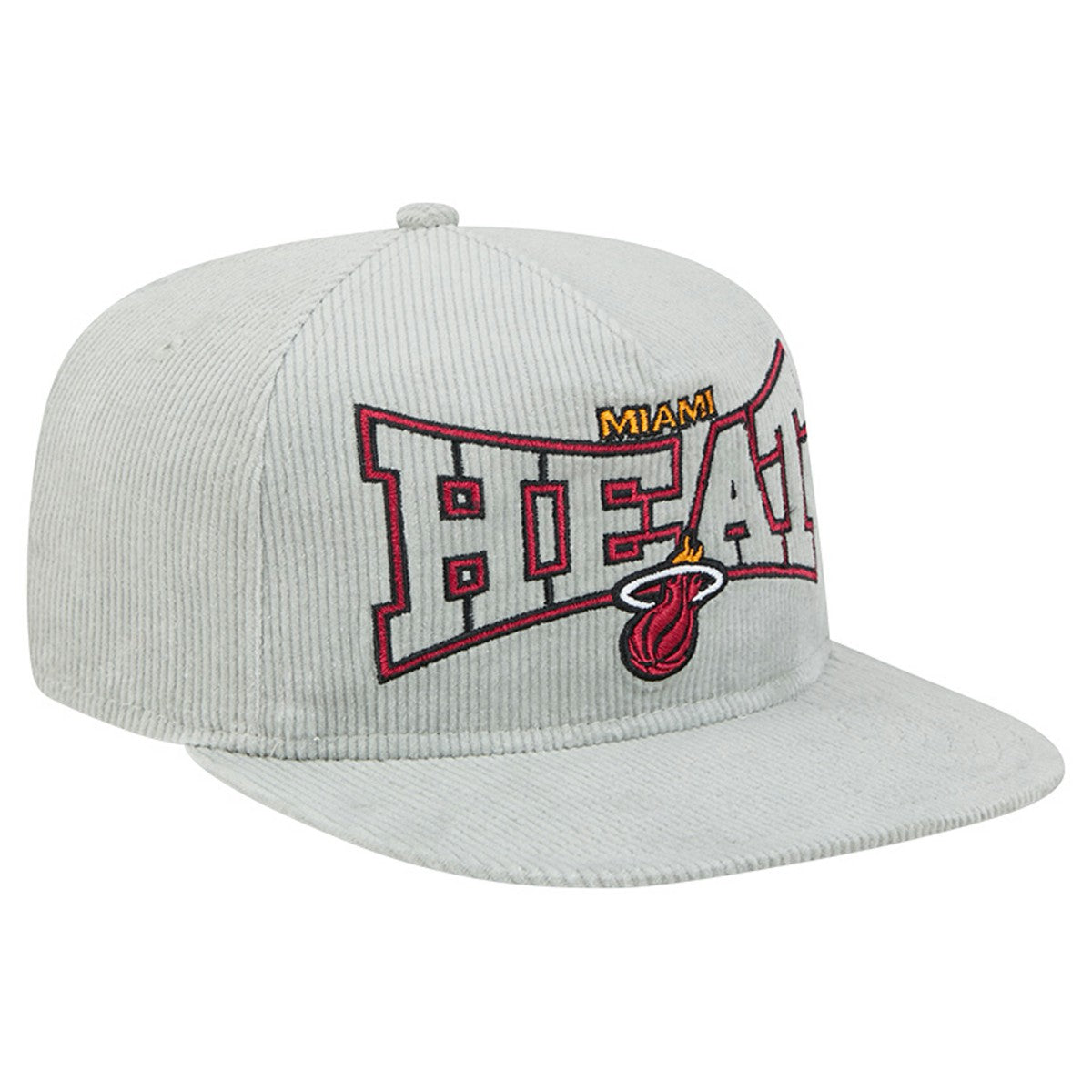 Gray Miami Heat Throwback Corduroy Golfer Snapback Hat | NBA