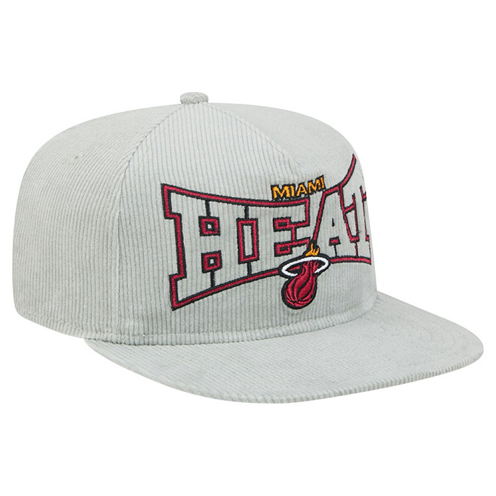 Gray Miami Heat Throwback Corduroy Golfer Snapback Hat | NBA