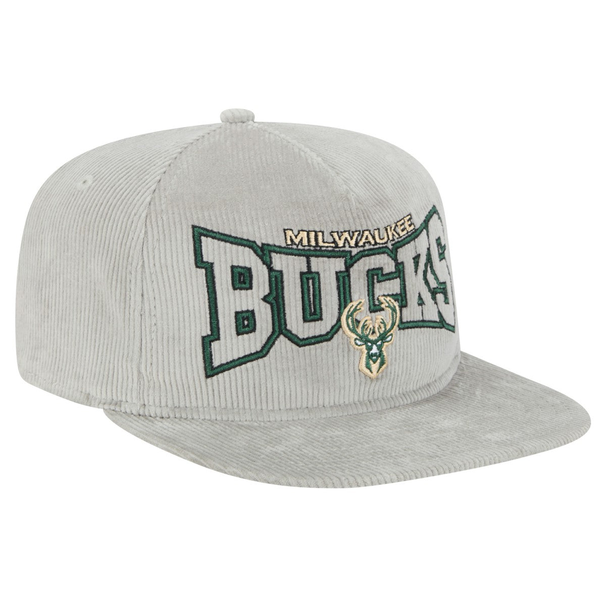 Gray Milwaukee Bucks Throwback Corduroy Golfer Snapback Hat | NBA