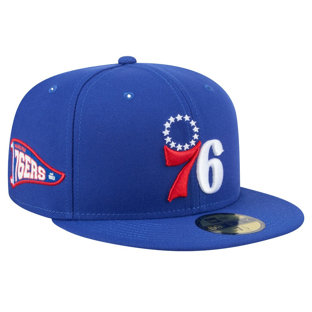 Royal Philadelphia 76ers Throwback Pennant 59FIFTY Fitted Hat | NBA