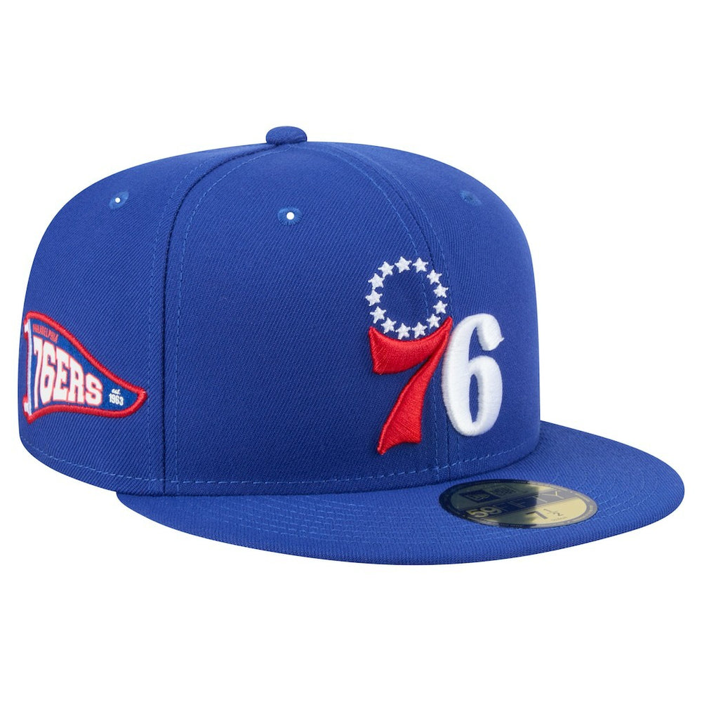 Royal Philadelphia 76ers Throwback Pennant 59FIFTY Fitted Hat | NBA