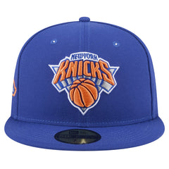 Blue New York Knicks Throwback Pennant 59FIFTY Fitted Hat | NBA