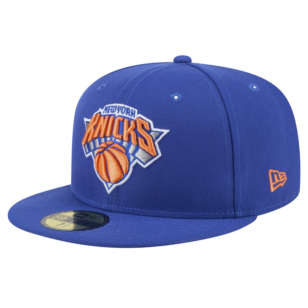 Blue New York Knicks Throwback Pennant 59FIFTY Fitted Hat | NBA