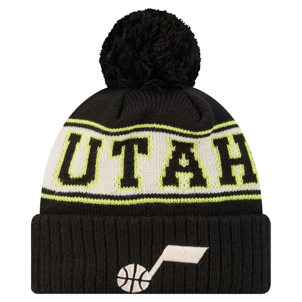 Black Utah Jazz Throwback Retro Cuffed Knit Hat with Pom | NBA