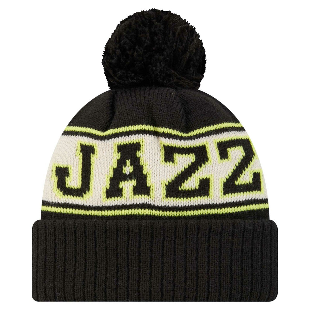 Black Utah Jazz Throwback Retro Cuffed Knit Hat with Pom | NBA