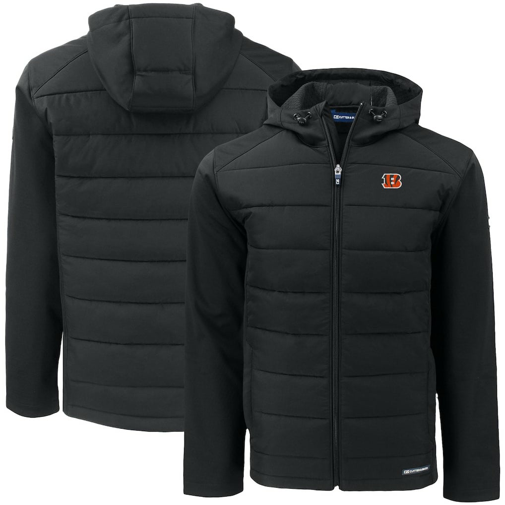 Cincinnati Bengals Cutter & Buck Big & Tall Evoke Hybrid Eco Softshell Recycled Full-Zip Hooded Jacket | NFL Outlet