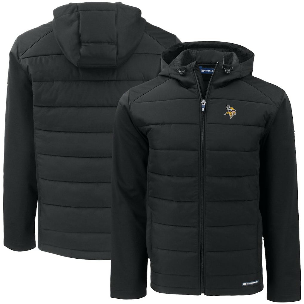 Minnesota Vikings Cutter & Buck Big & Tall Evoke Hybrid Eco Softshell Recycled Full-Zip Hooded Jacket | NFL Discount