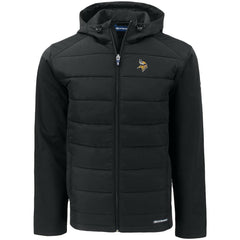 Minnesota Vikings Cutter & Buck Big & Tall Evoke Hybrid Eco Softshell Recycled Full-Zip Hooded Jacket | NFL Discount