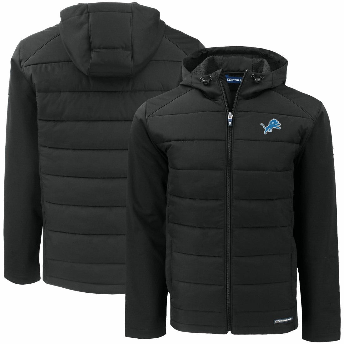 Detroit Lions Cutter & Buck Big & Tall Evoke Hybrid Eco Softshell Recycled Full-Zip Hooded Jacket | NFL Discount